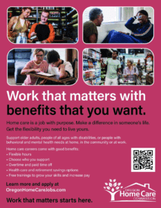 Preview of the English 8.5x11 Home Care Jobs flyer with campaign messaging and design